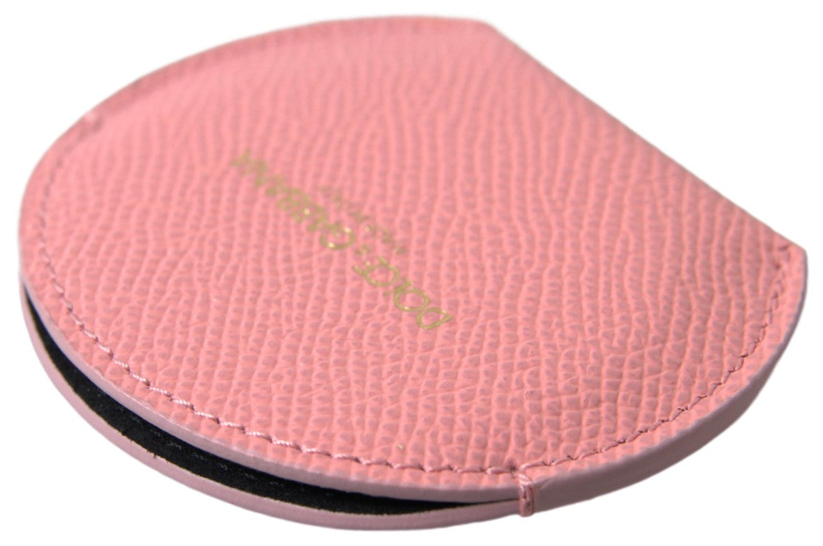 Dolce & Gabbana Chic Pink Leather Hand Mirror Holder