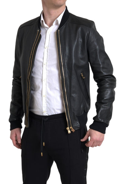 Dolce & Gabbana Elegant Black Leather Biker Jacket