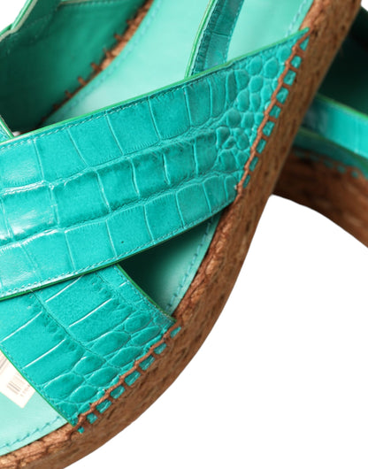 Dolce & Gabbana Elegant Green Espadrille Platform Sandals