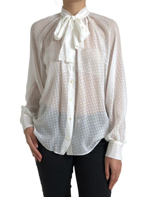 Dolce & Gabbana Elegant Sheer Silk Button-Up Blouse