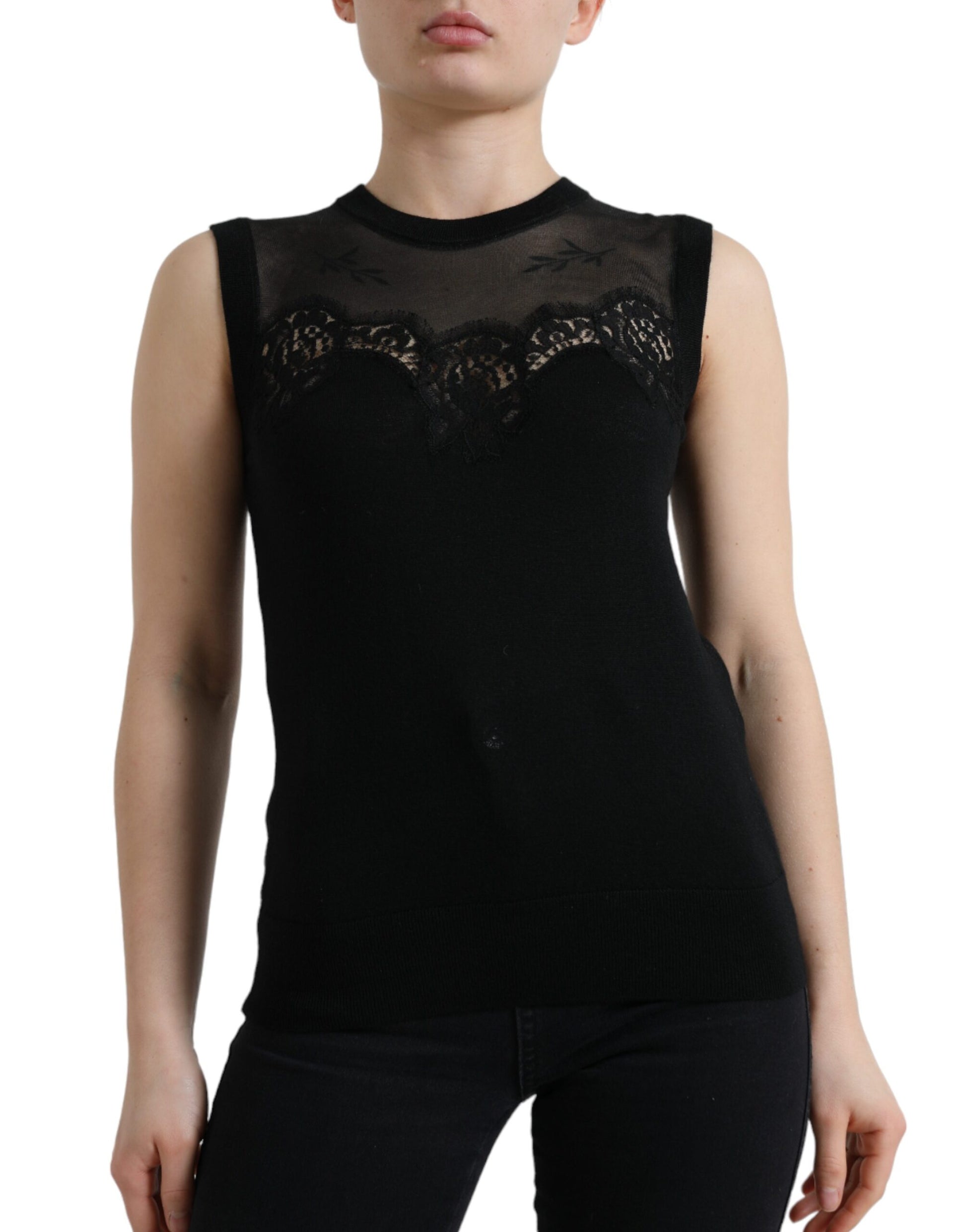 Dolce & Gabbana Elegant Lace Trim Sleeveless Tank Top