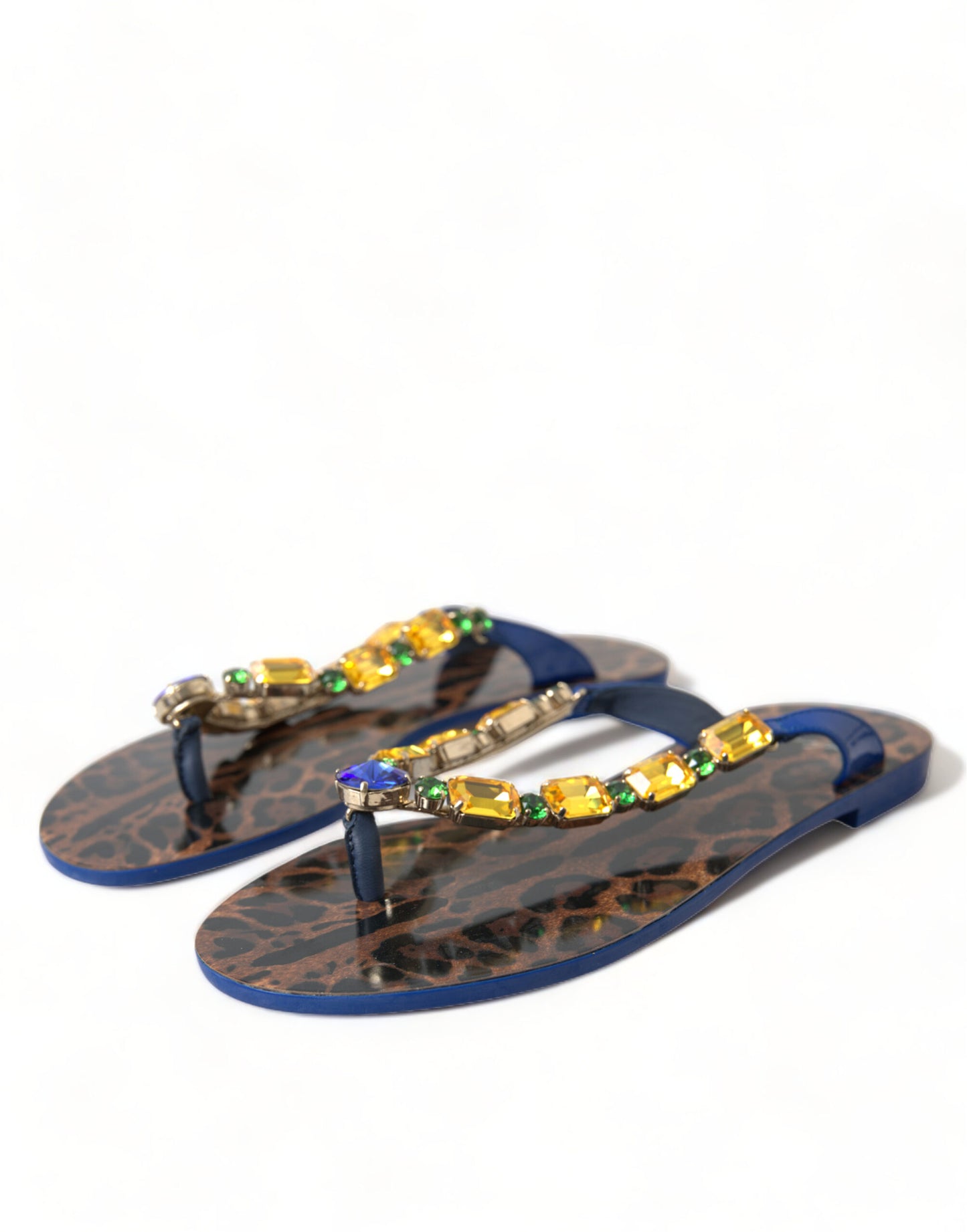 Dolce & Gabbana Elegant Blue Leather Flat Sandals