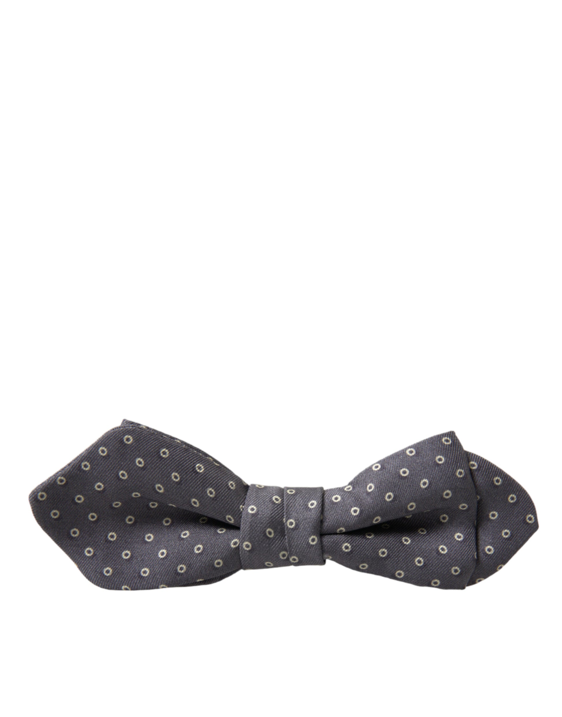 Dolce & Gabbana Elegant Silk Gray Polka Dot Bow Tie