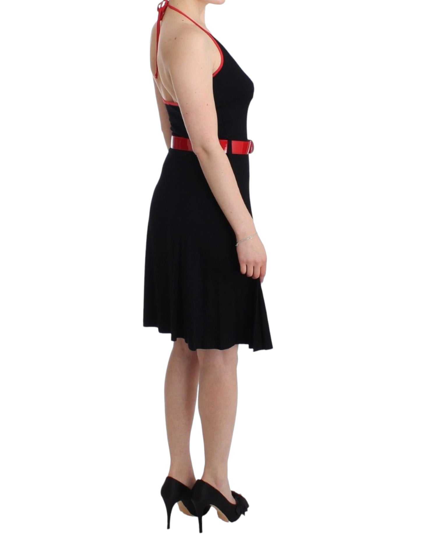 Roccobarocco Elegant Black Palladio Knee-Length Dress