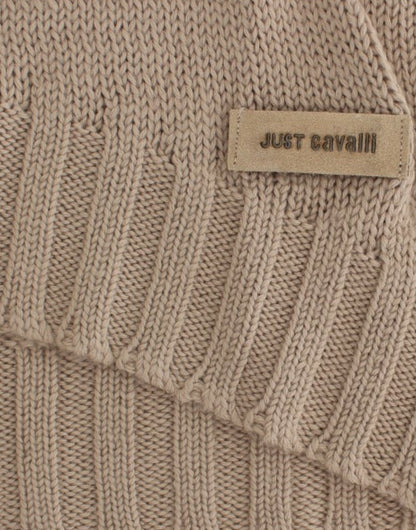 Cavalli Elegant Beige Knitted Crew Neck Sweater