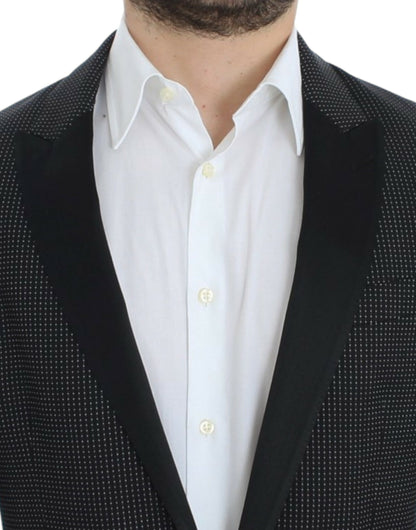 Dolce & Gabbana Elegant Black Polka Dotted Slim Fit Blazer