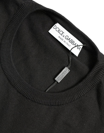 Dolce & Gabbana Elegant Black Cotton Crewneck Pullover Sweater