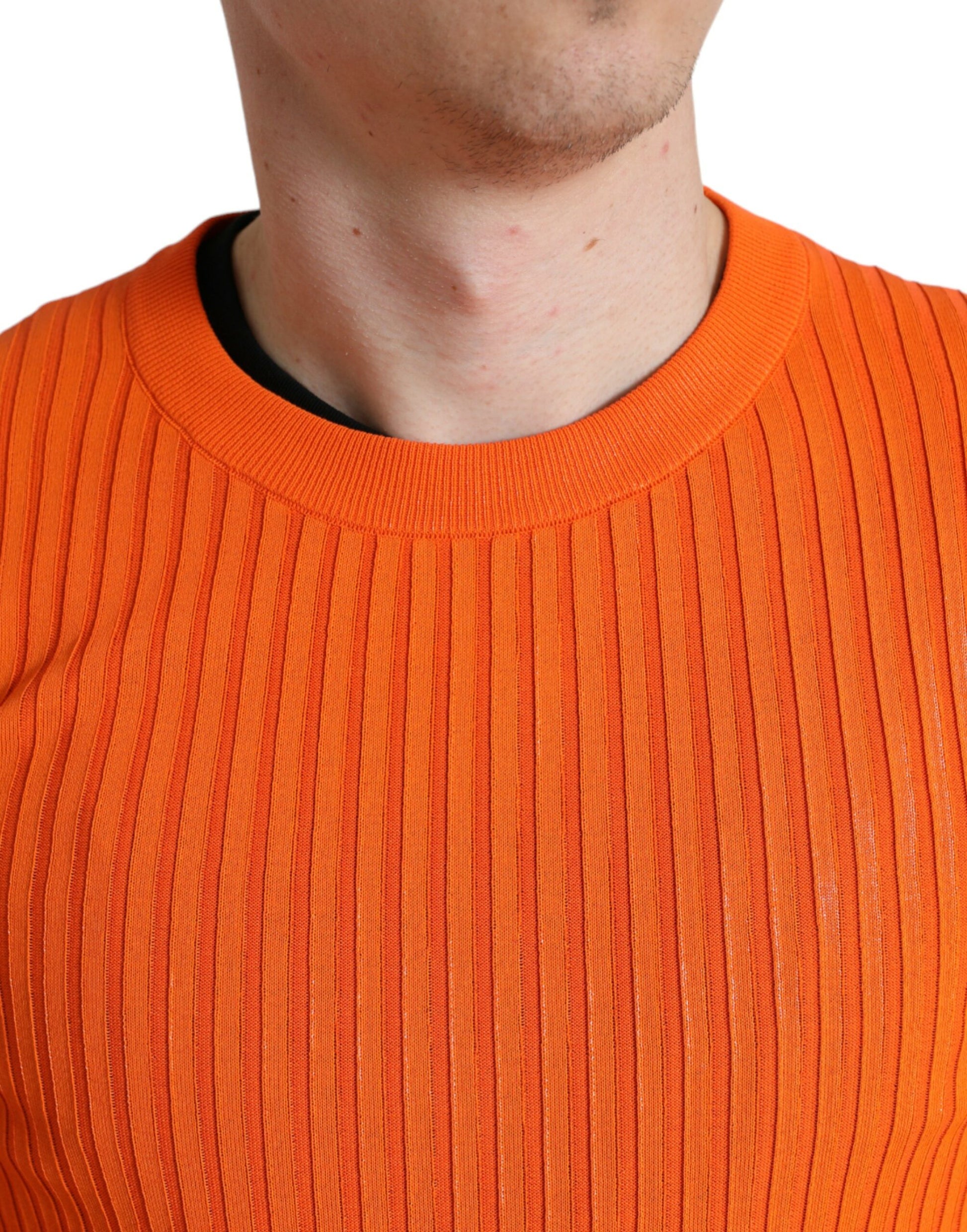 Dolce & Gabbana Sleek Sunset Orange Knitted Pullover Sweater