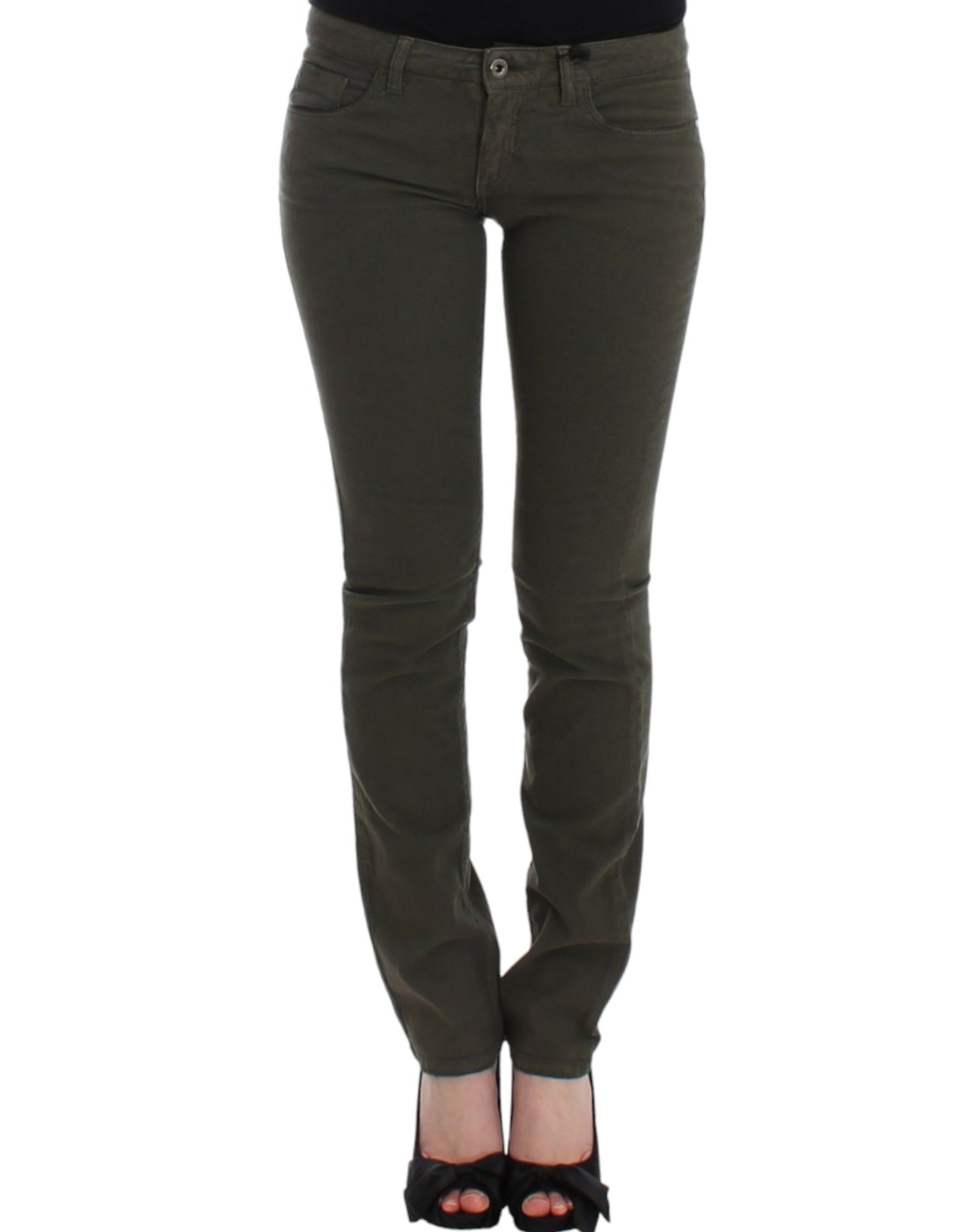 Costume National Chic Green Slim Leg Designer Jeans