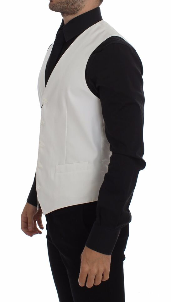 Dolce & Gabbana Elegant White Cotton Silk Dress Vest