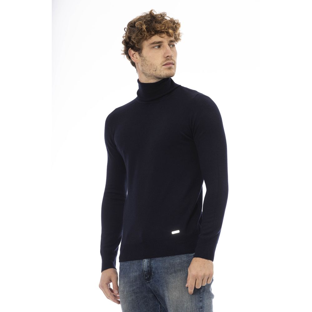 Baldinini Trend Blue Wool Men's Turtleneck Sweater