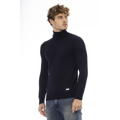 Baldinini Trend Blue Wool Men's Turtleneck Sweater