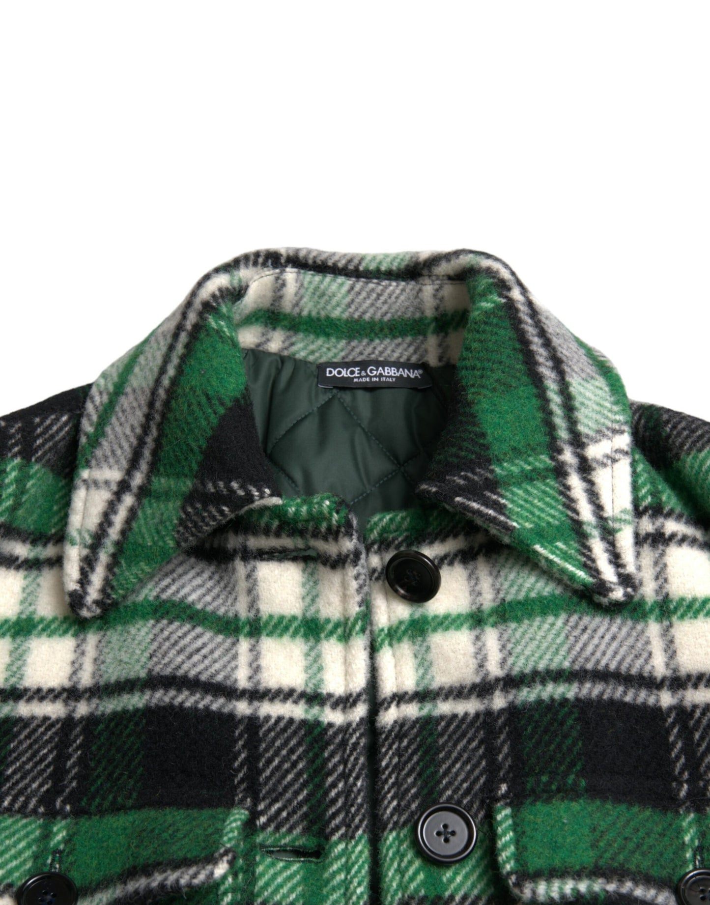 Dolce & Gabbana Elegant Green Plaid Long Coat