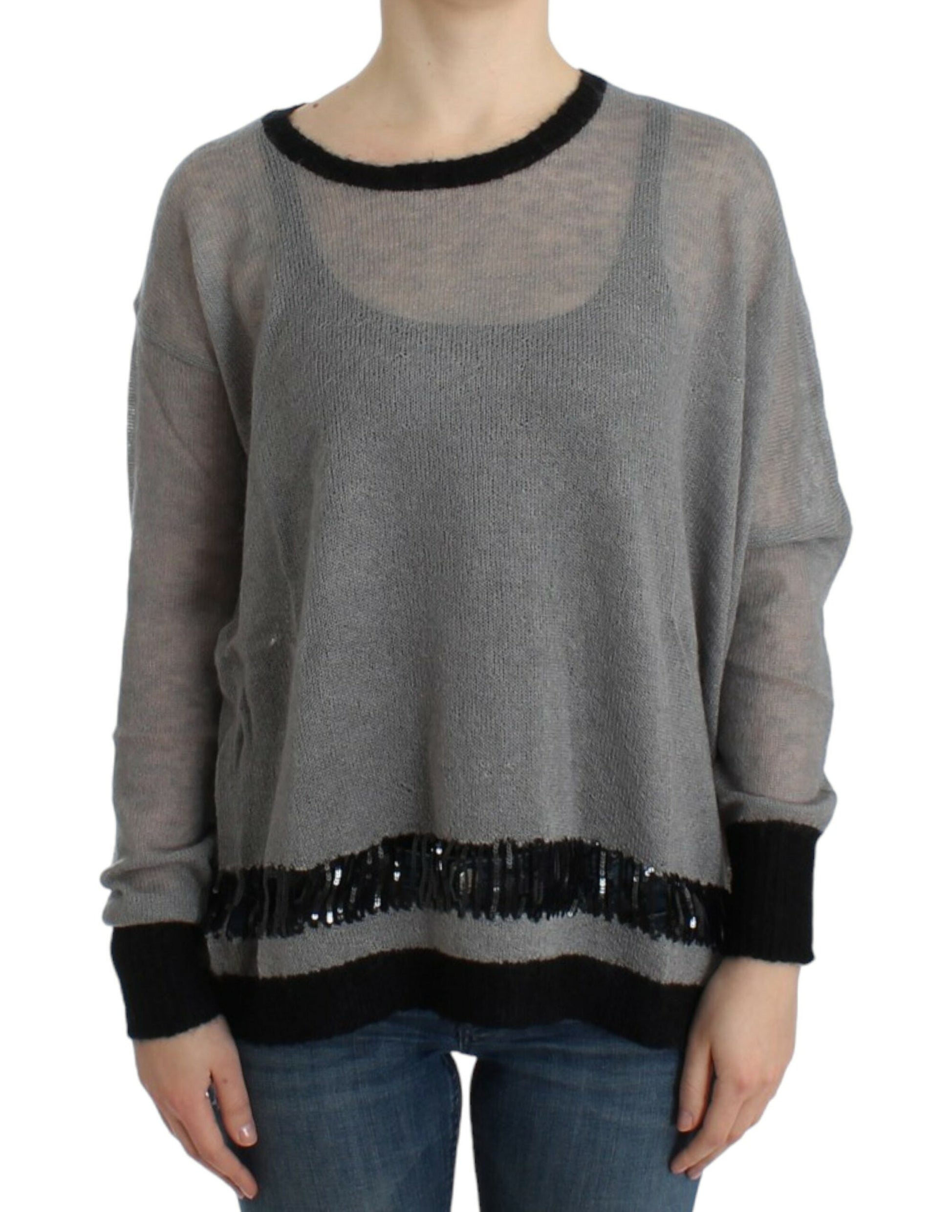 Costume National Chic Asymmetric Embellished Knit Sweater