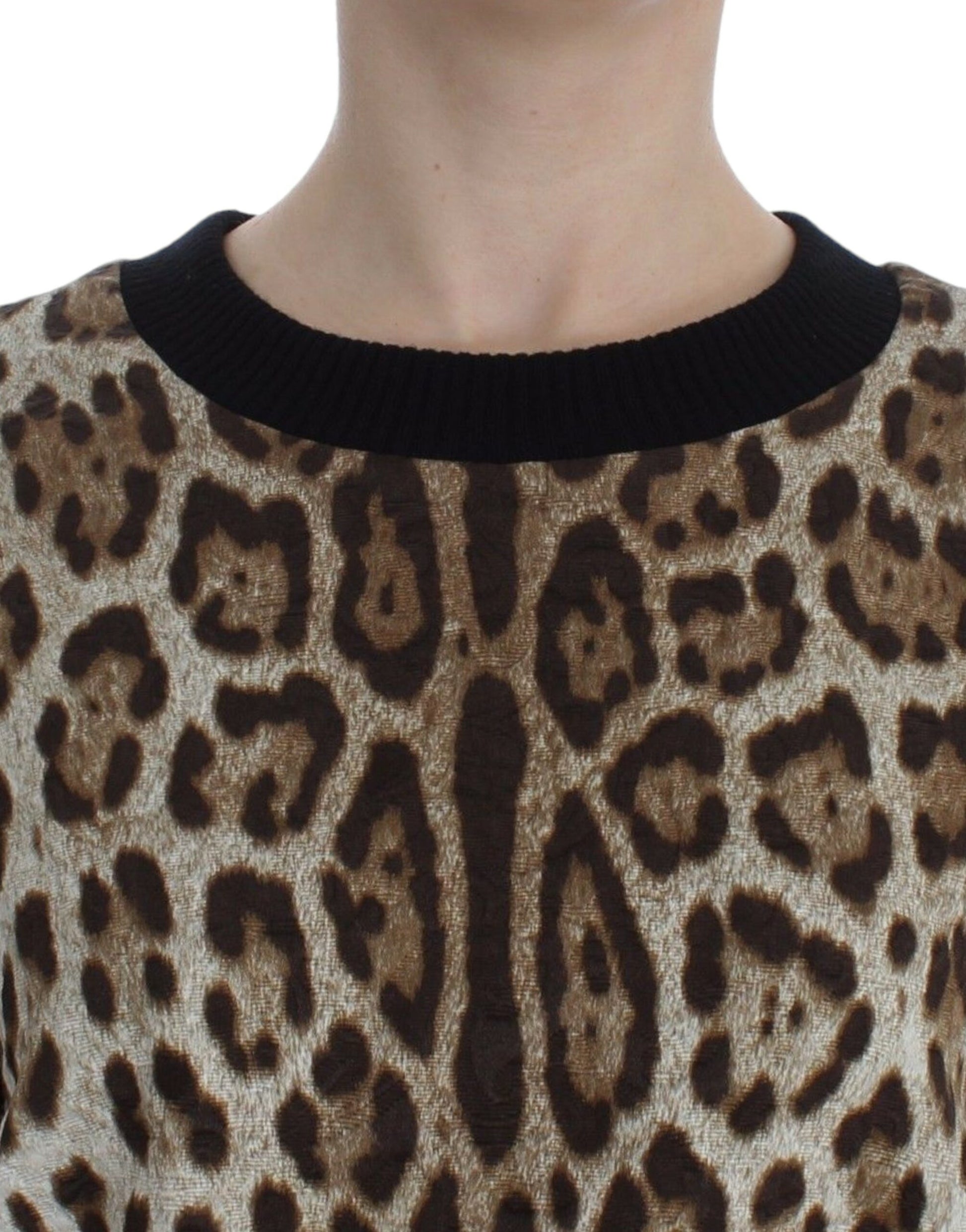 Dolce & Gabbana Elegant Leopard Print Short Sweater Top