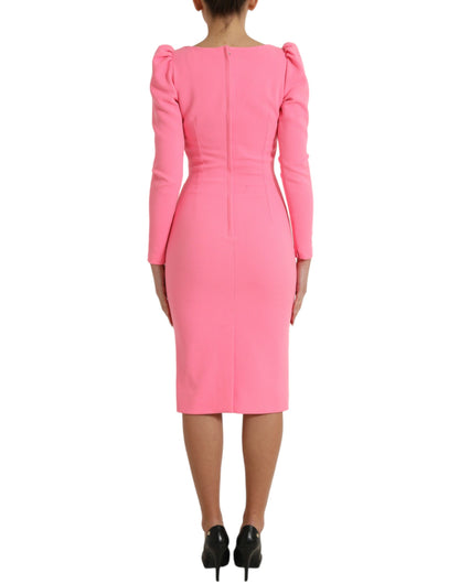 Dolce & Gabbana Elegant Rose Pink Bodycon Midi Dress