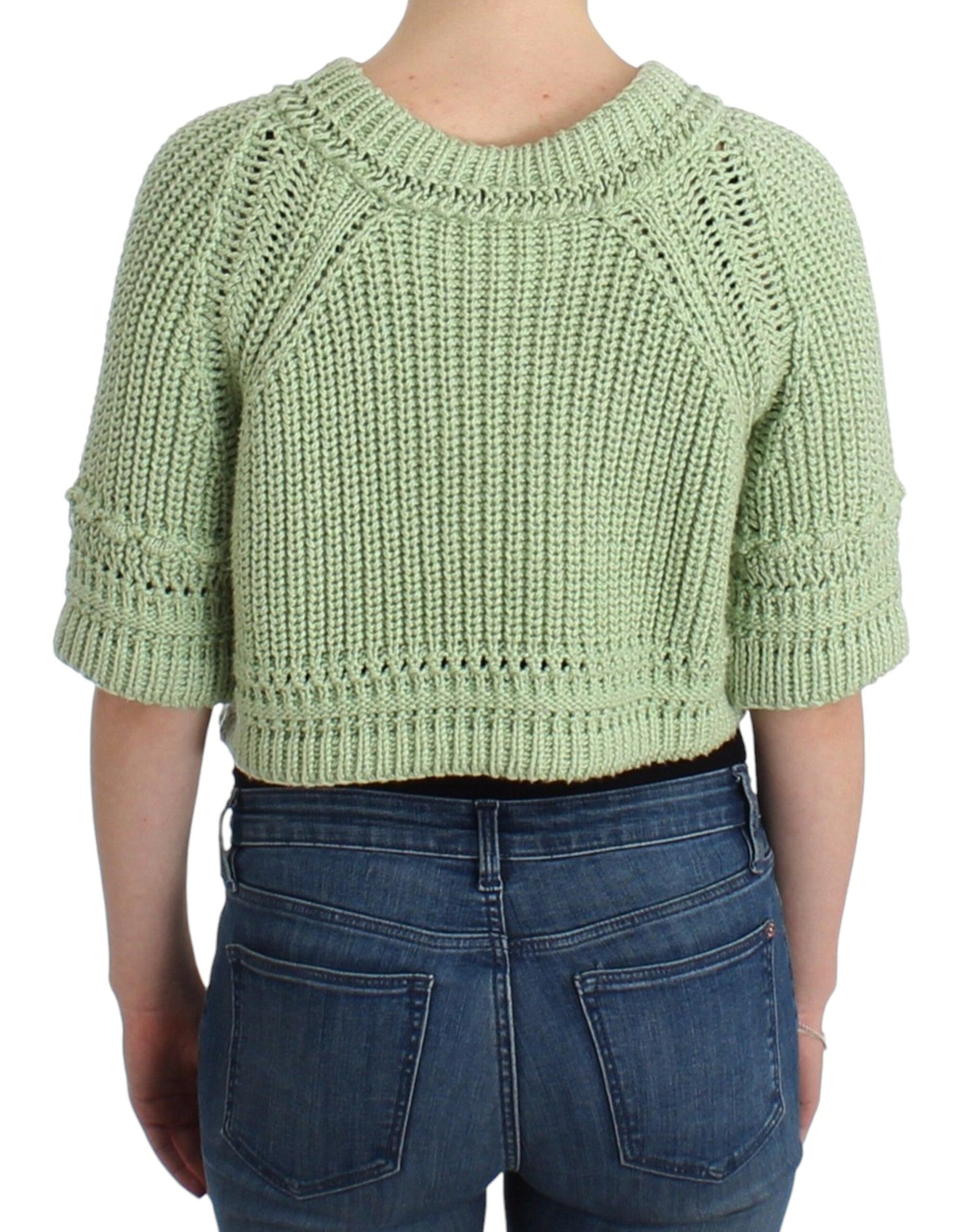 Ermanno Scervino Chic Green Cropped Cotton Sweater