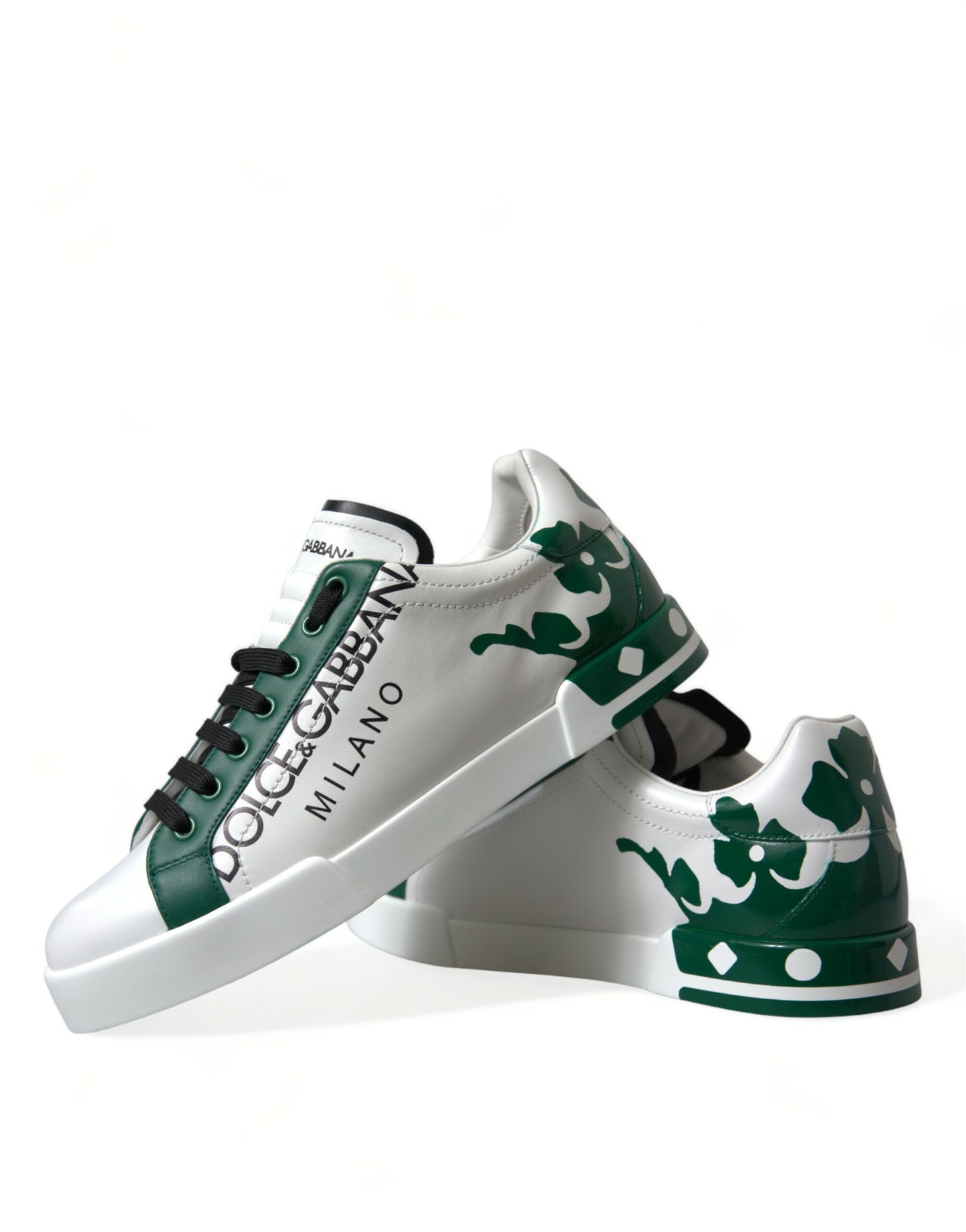 Dolce & Gabbana Elegant White Crown Leather Sneakers