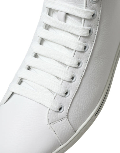 Dolce & Gabbana Elegant White Leather High Top Sneakers