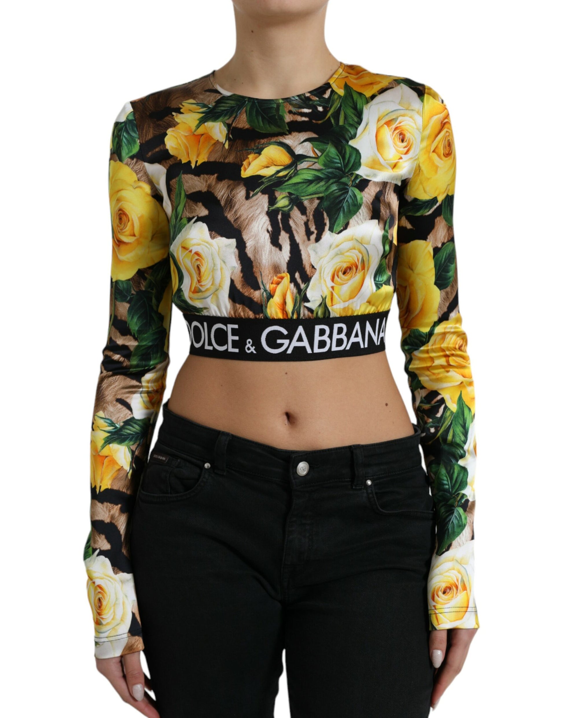 Dolce & Gabbana Elegant Floral Cropped Blouse Top