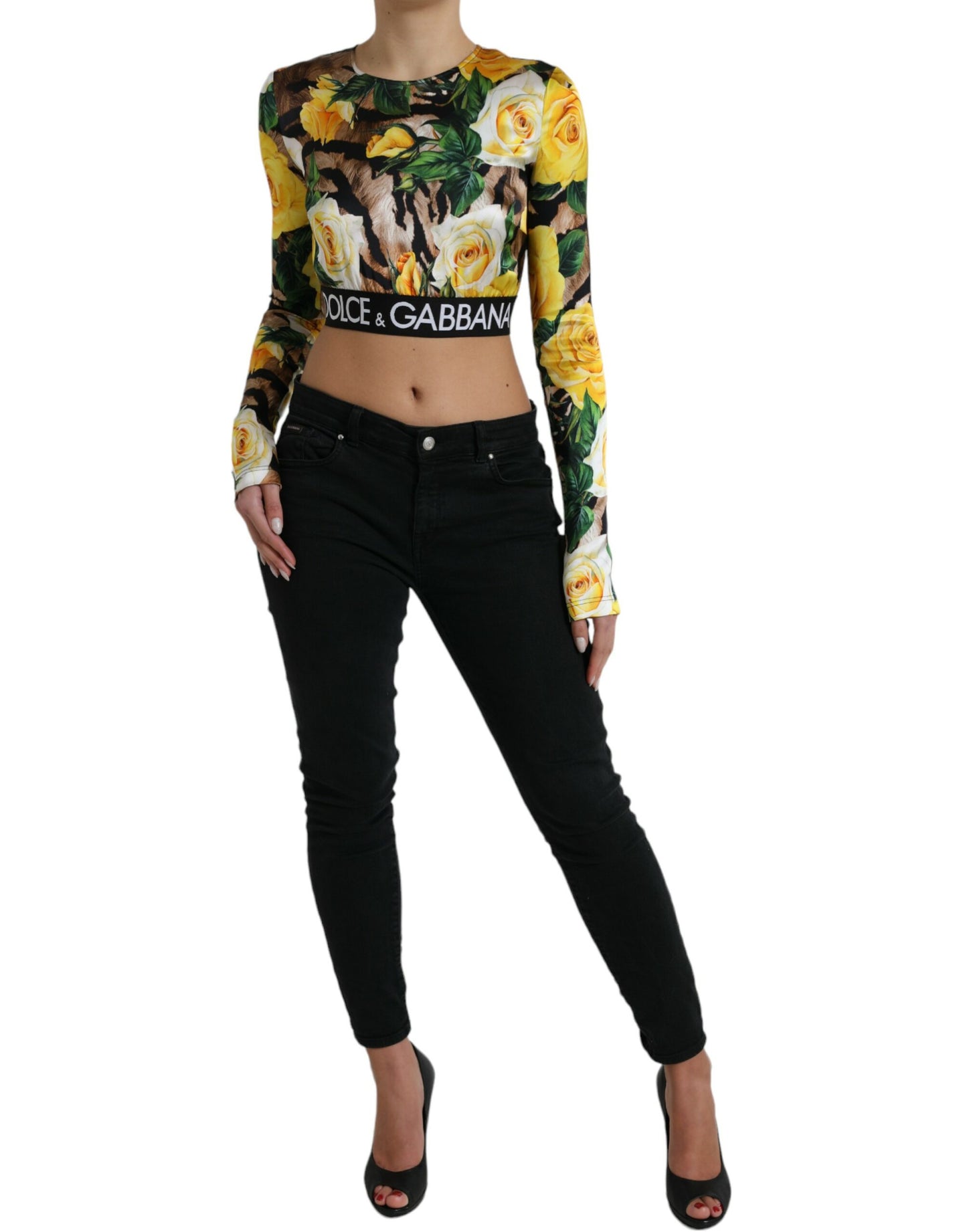 Dolce & Gabbana Elegant Floral Cropped Blouse Top