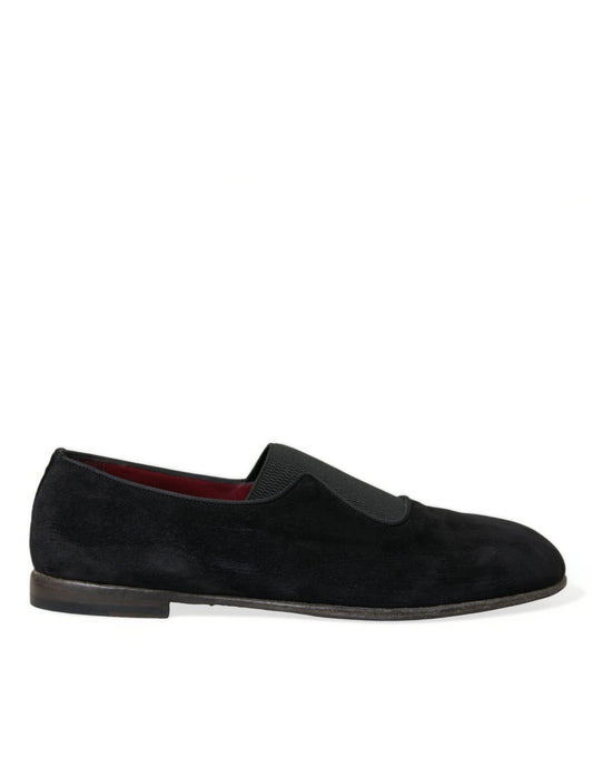 Dolce & Gabbana Elegant Black Velor Loafers for the Discerning Gentleman