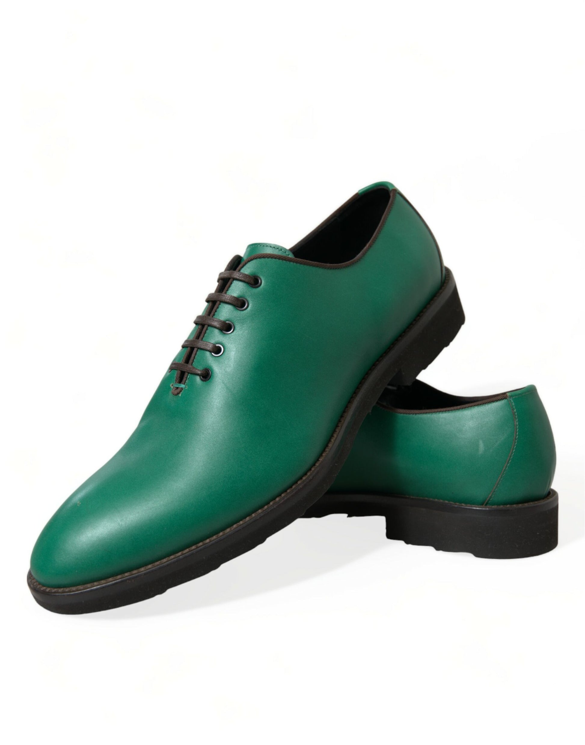 Dolce & Gabbana Elegant Green Leather Oxford Dress Shoes