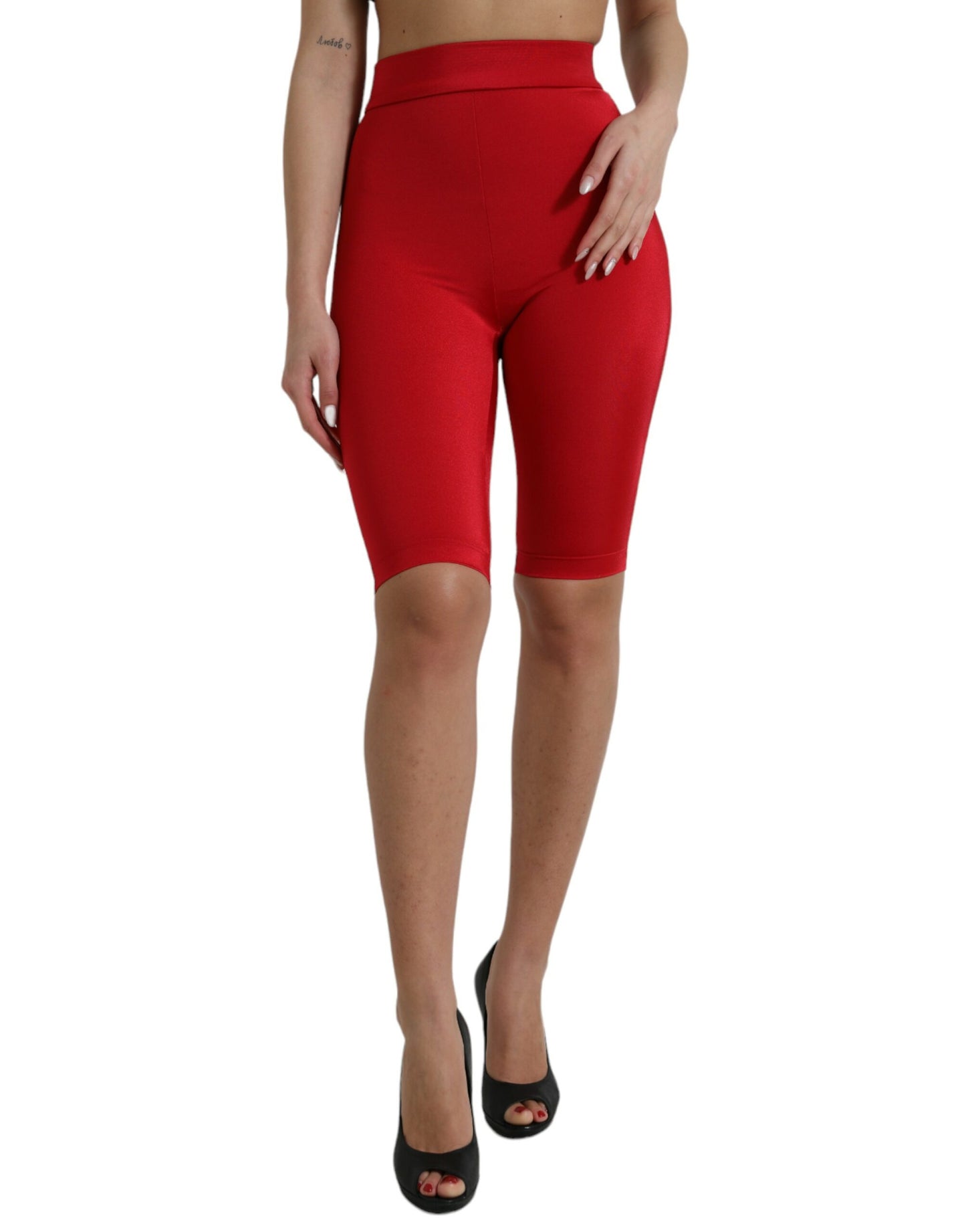 Dolce & Gabbana Chic Red High Waist Leggings Pants