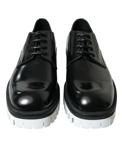 Dolce & Gabbana Sophisticated Black and White Leather Derby Shoes