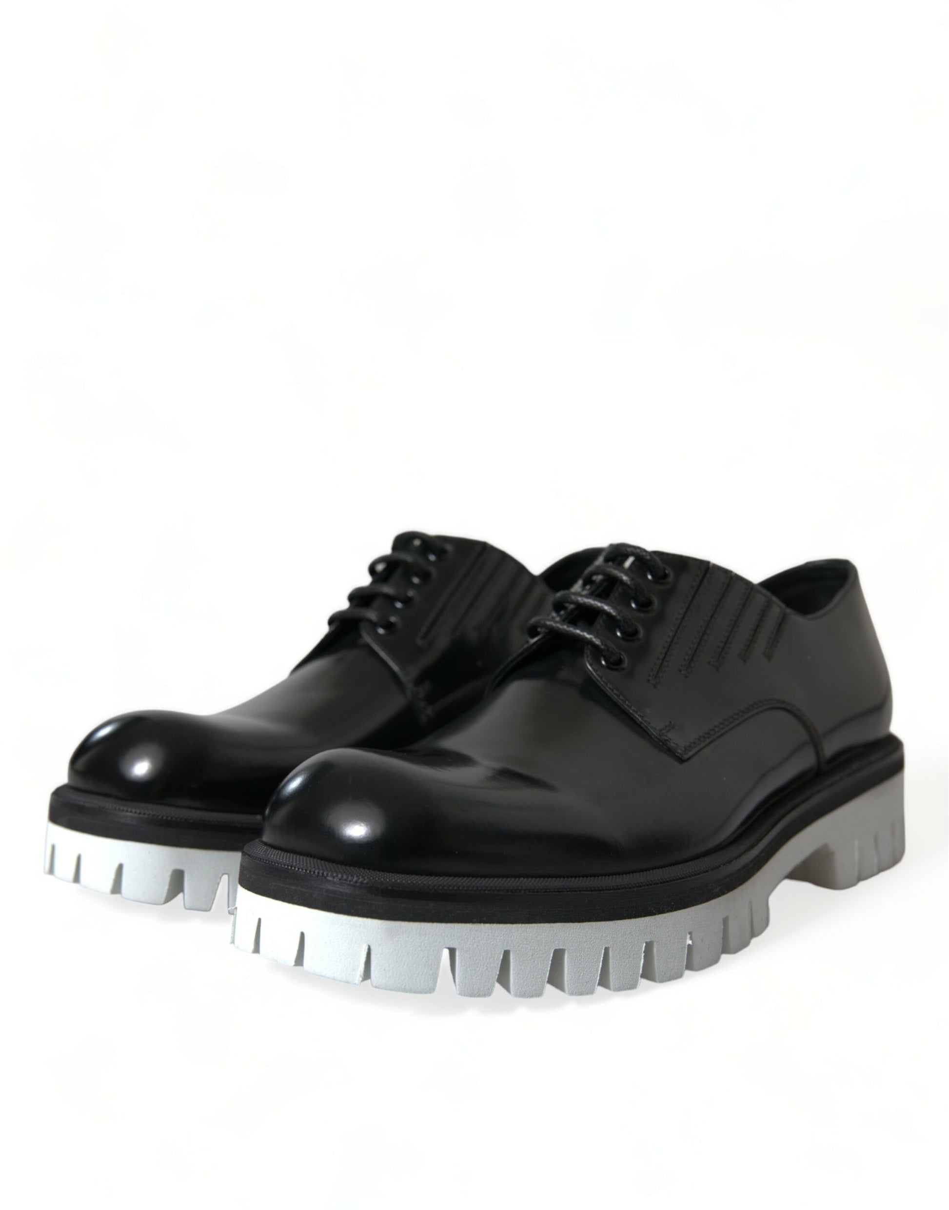 Dolce & Gabbana Sophisticated Black and White Leather Derby Shoes