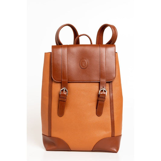 Trussardi Brown Leather Men Backpack