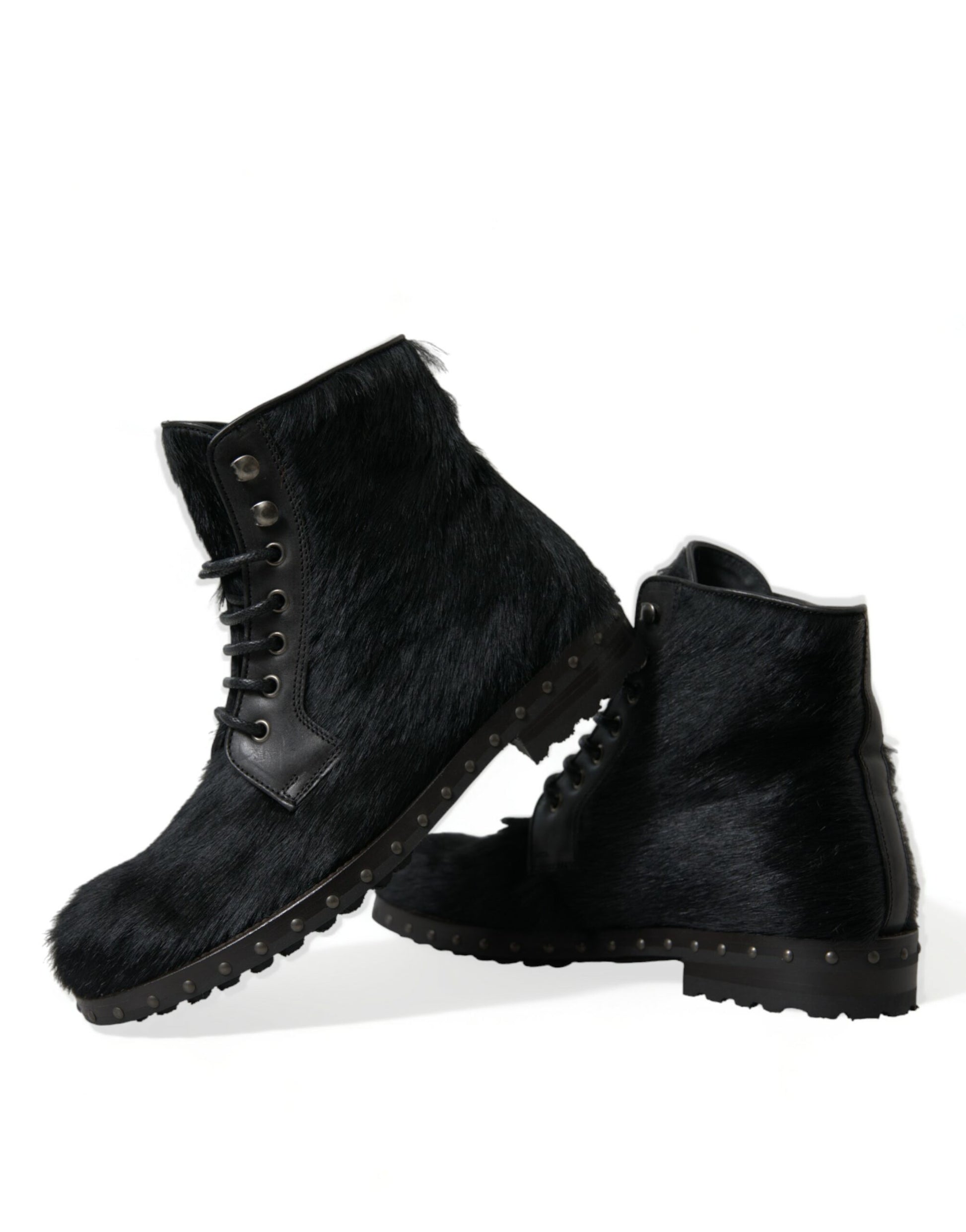 Dolce & Gabbana Elegant Black Calf Leather Lace-Up Boots