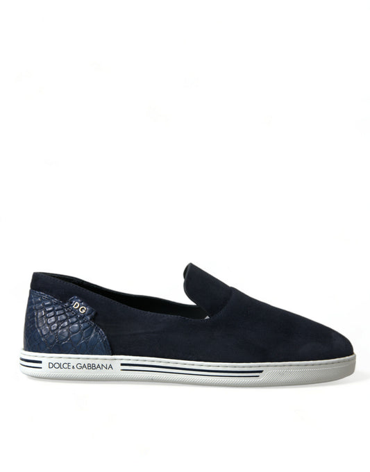 Dolce & Gabbana Elegant Blue Suede Leather Loafers