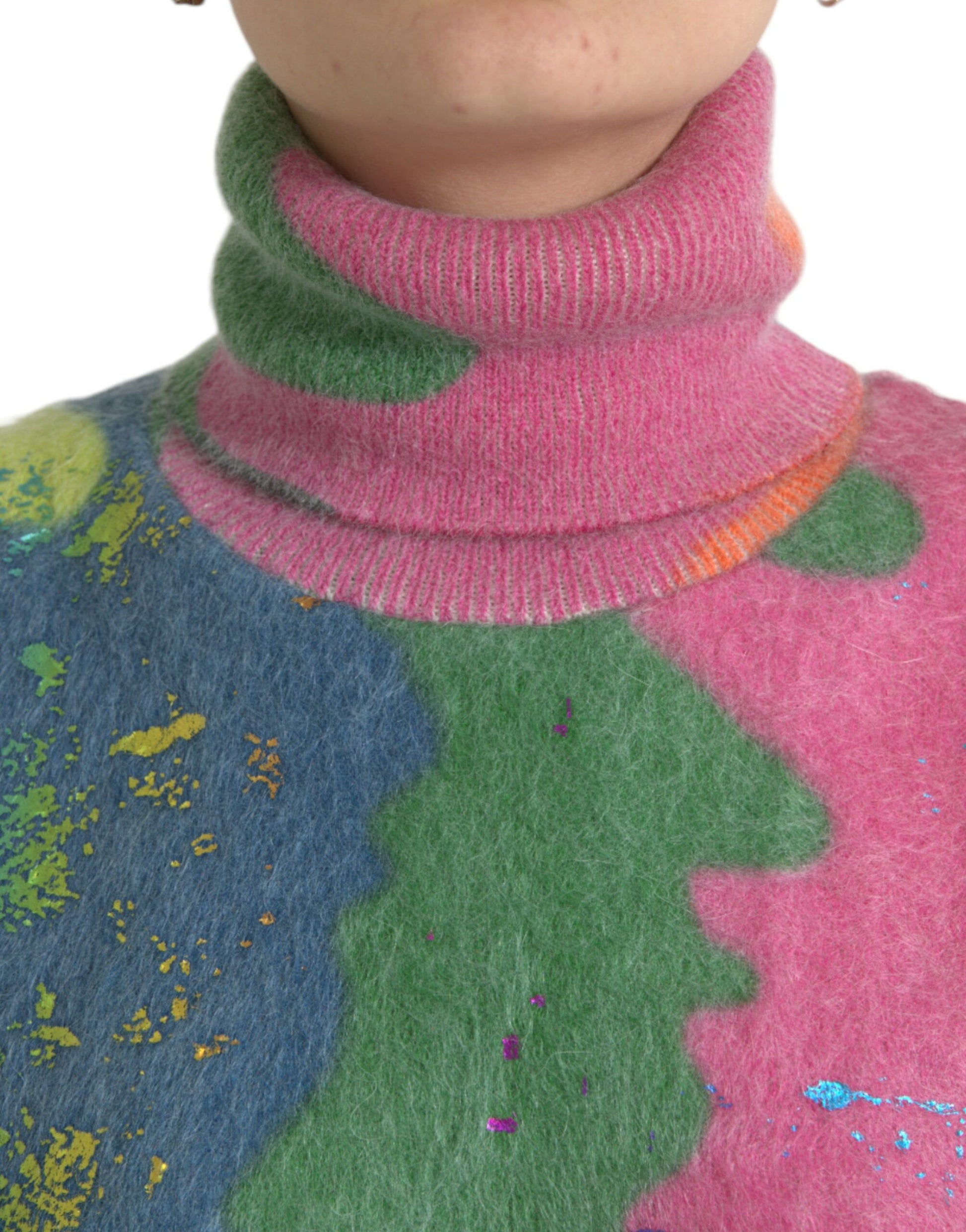 Dolce & Gabbana Multicolor Mohair Turtleneck Casual Sweater