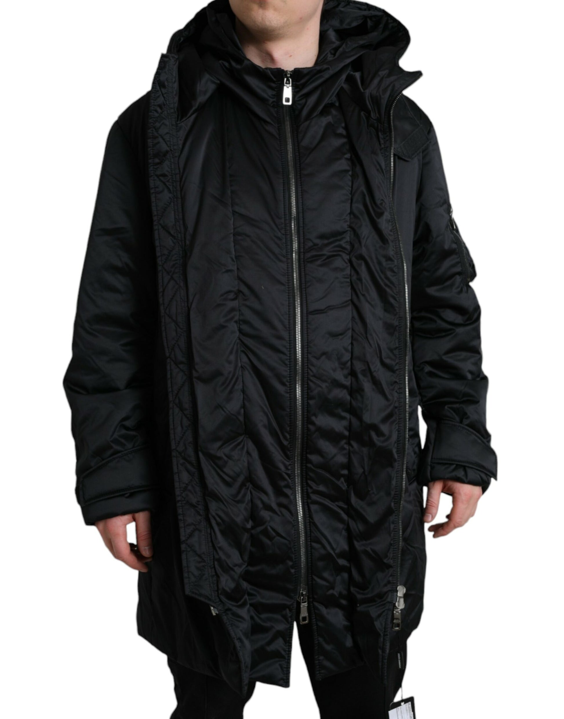 Dolce & Gabbana Elegant Black Hooded Parka Jacket