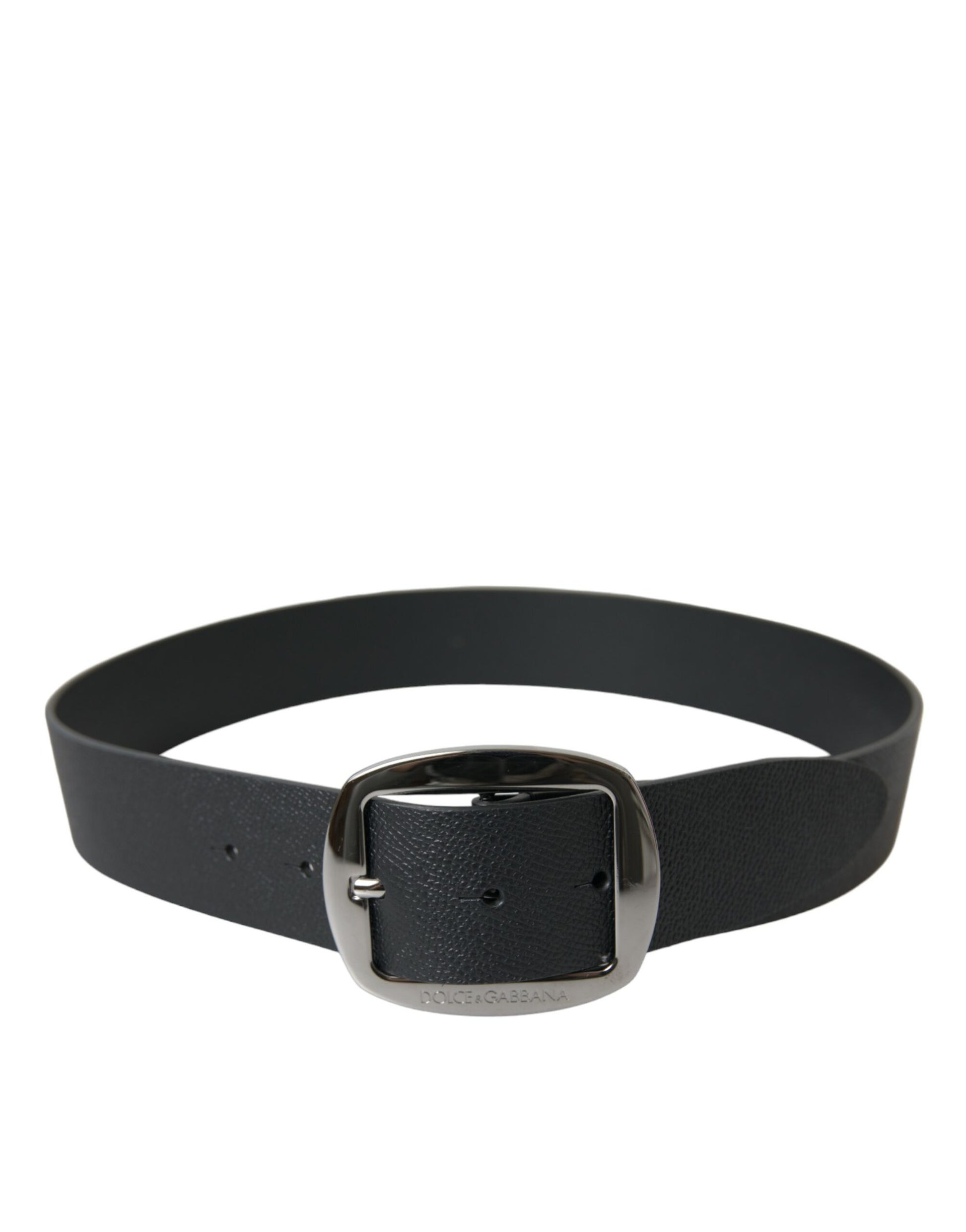 Dolce & Gabbana Elegant Black Leather Belt with Metal Buckle