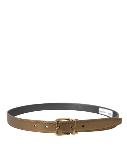 Dolce & Gabbana Metallic Gold Leather Belt - Timeless Elegance