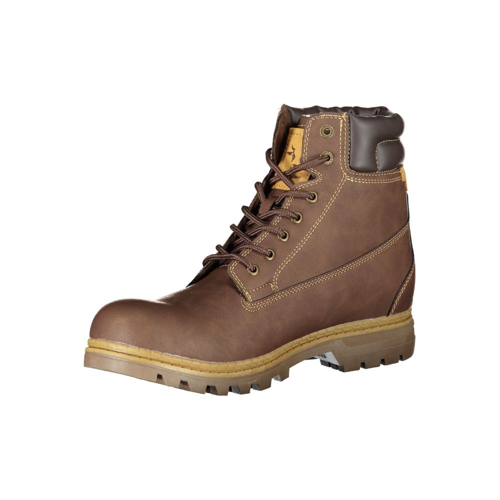 Carrera Elegant Brown Lace-Up Boots with Contrast Detail