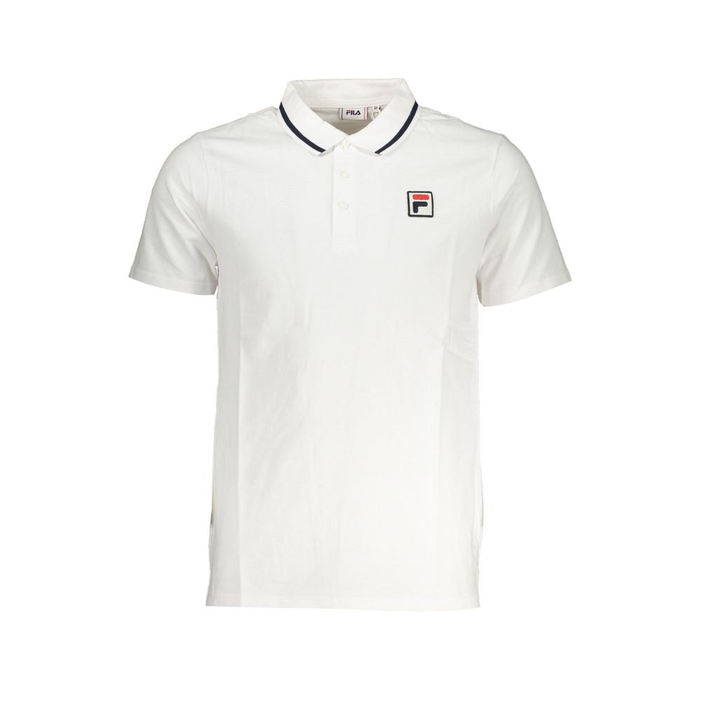 Fila Sleek White Cotton Polo with Contrast Accents