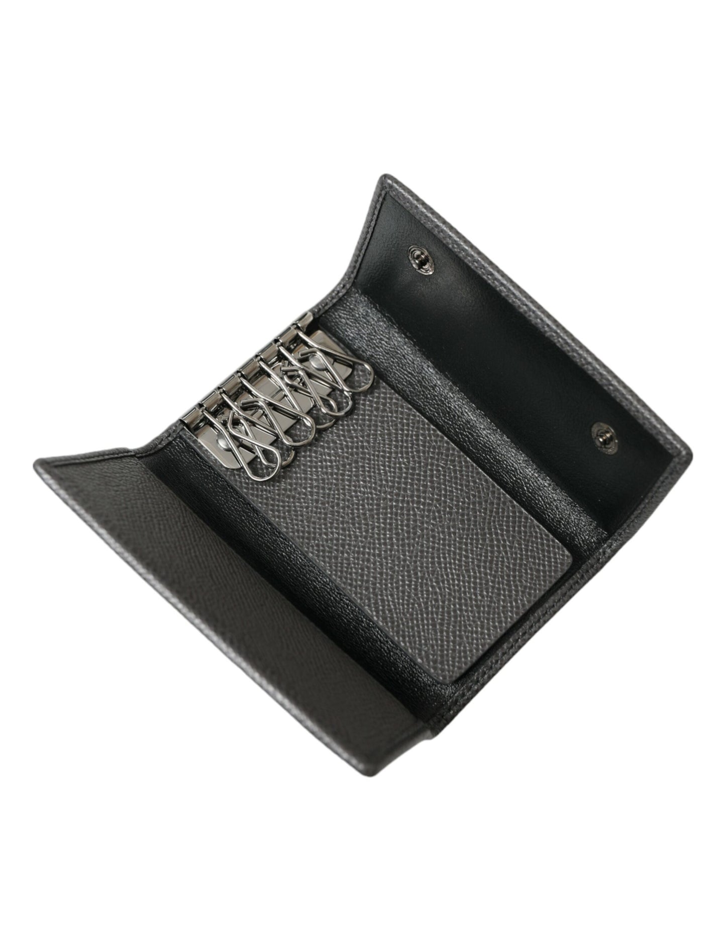 Dolce & Gabbana Chic Gray Leather Trifold Key Holder