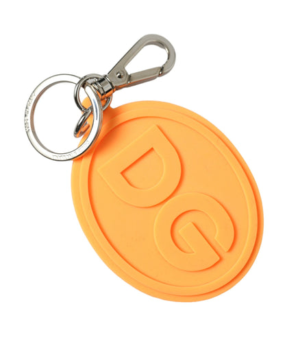 Dolce & Gabbana Elegant Orange Charm Keyring with Silver Detail