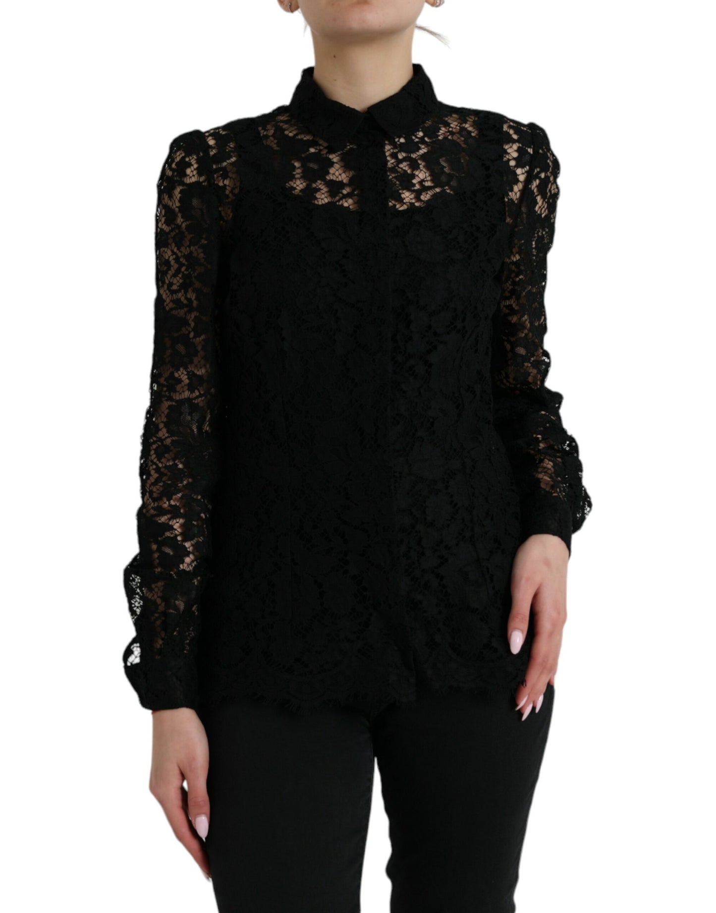 Dolce & Gabbana Elegant Floral Lace Blouse Top