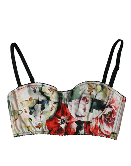 Dolce & Gabbana Multicolor Floral Bustier Crop Top