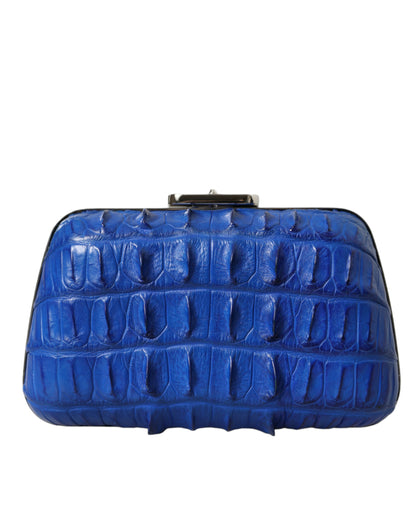 Balenciaga Electric Blue Crocodile Skin Clutch