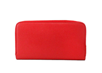 Burberry Elmore Red Embossed Logo Leather Continental Clutch Wallet