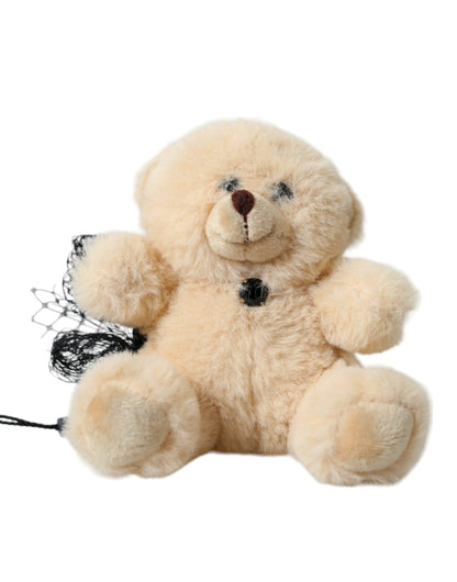 Dolce & Gabbana Beige Teddy Bear Mesh Net Band Hair Clip