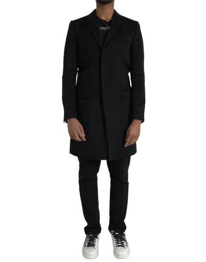 Dolce & Gabbana Black Single Breasted Trench Coat Jacket