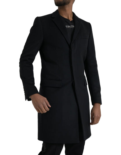 Dolce & Gabbana Black Single Breasted Trench Coat Jacket