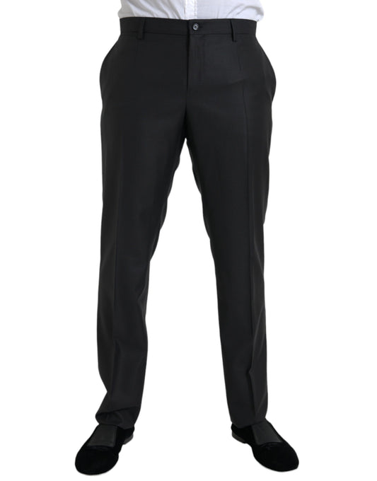 Dolce & Gabbana Black Wool Silk Skinny Dress Pants