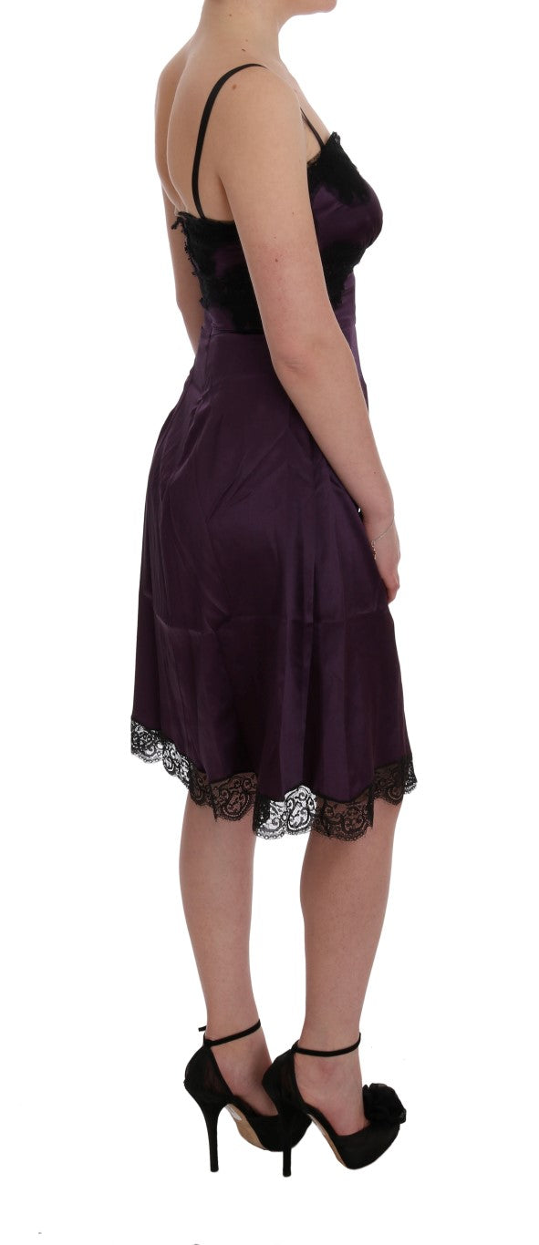 Dolce & Gabbana Elegant Purple Silk Lace Shift Dress